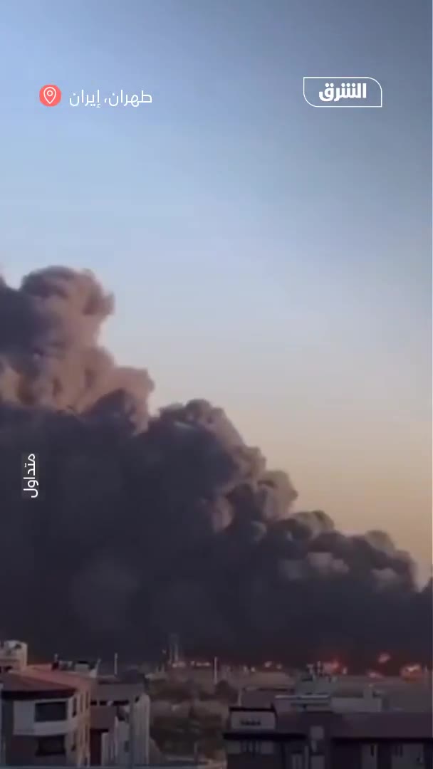 Footage circulating online shows plumes of smoke rising after airstrikes targeted Mehrabad Airport, west of the Iranian capital, Tehran.