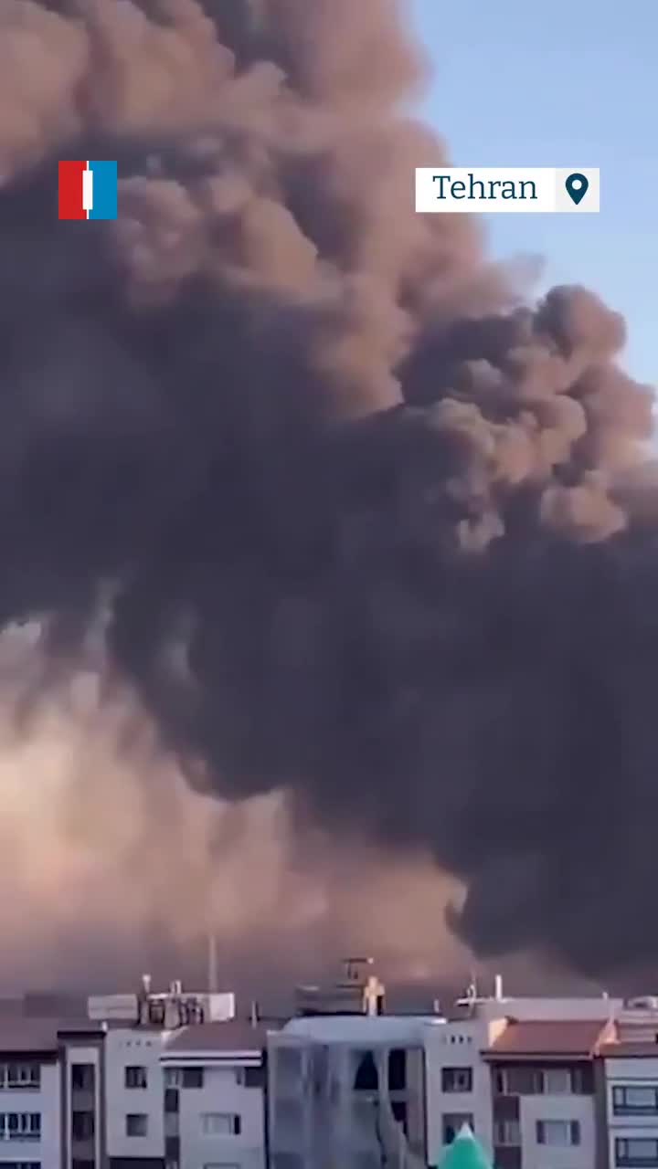 A video obtained by Iran International shows thick smoke rising after an airstrike on Tehran's Mehrabad Airport