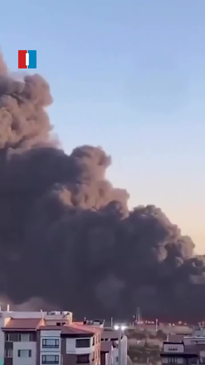 A video obtained by Iran International shows thick smoke rising after an airstrike on Tehran's Mehrabad Airport