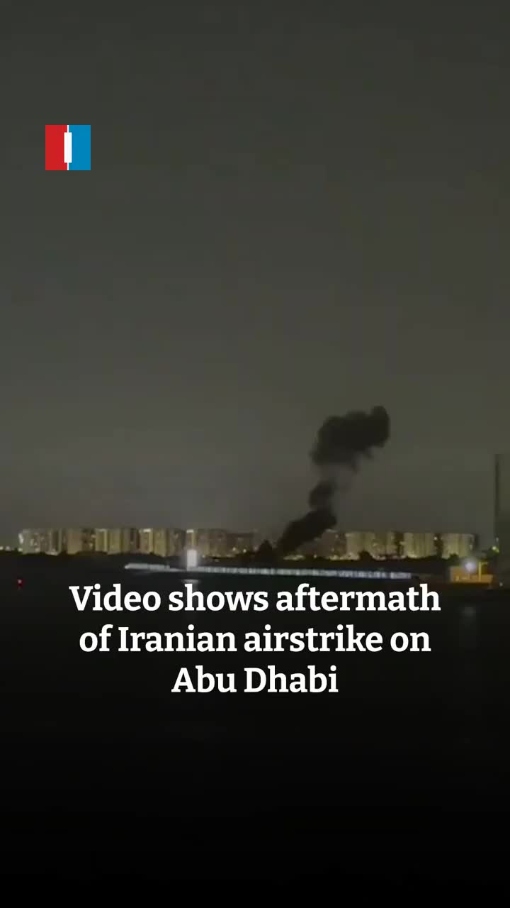 A video circulating on social media shows plumes of smoke rising after an Iranian airstrike on Abu Dhabi, the United Arab Emirates
