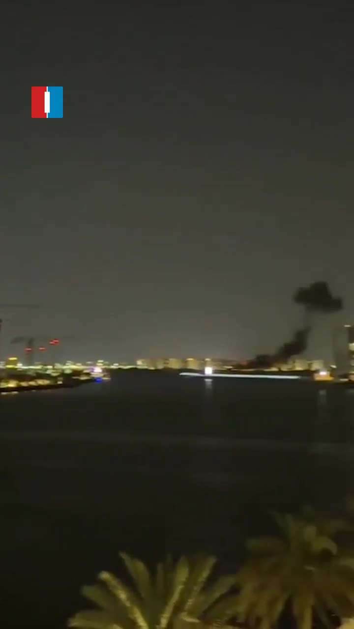 A video circulating on social media shows plumes of smoke rising after an Iranian airstrike on Abu Dhabi, the United Arab Emirates