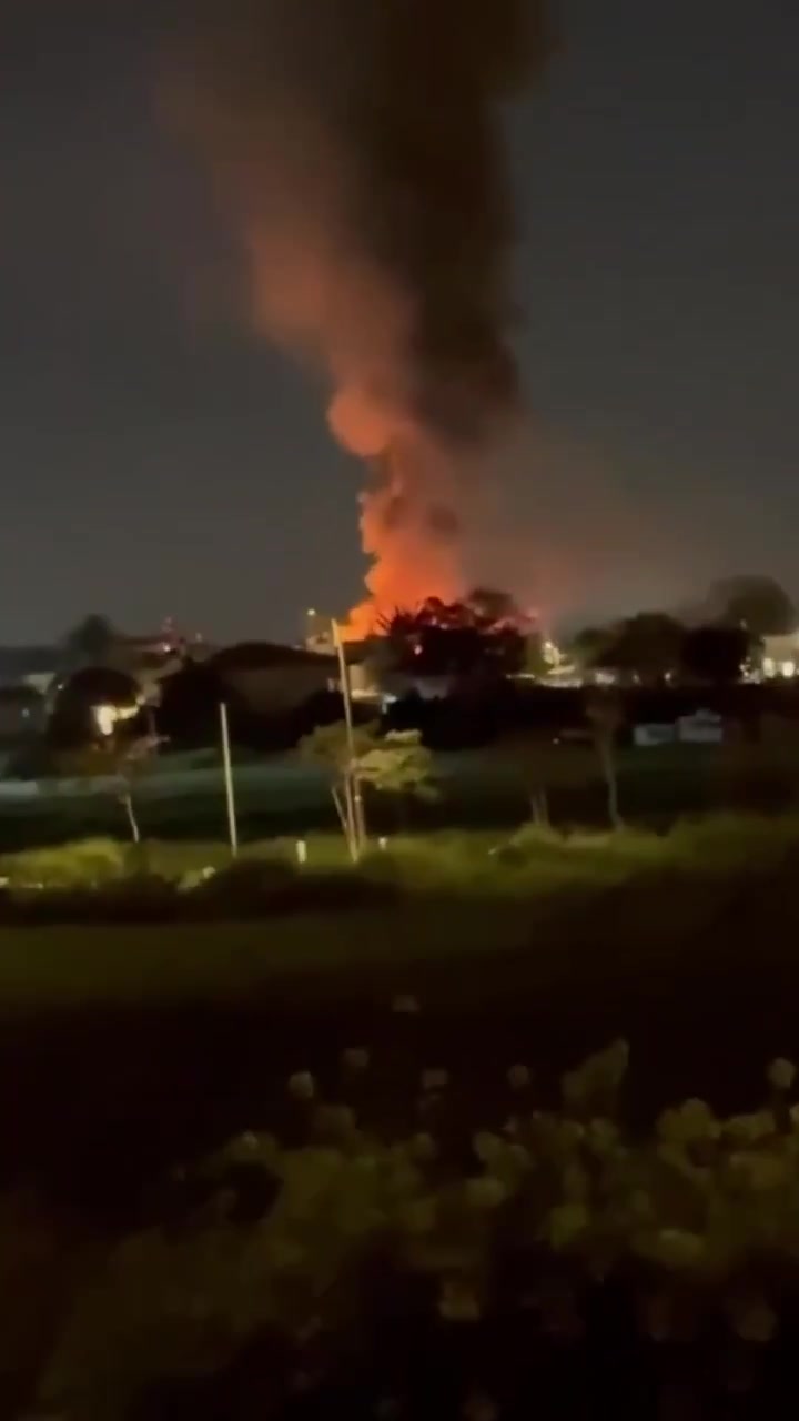 Fire in Tel Aviv area after Iranian ballistic missile strike
