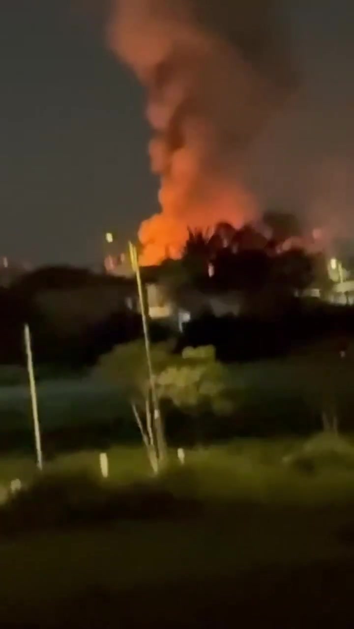 Fire in Tel Aviv area after Iranian ballistic missile strike
