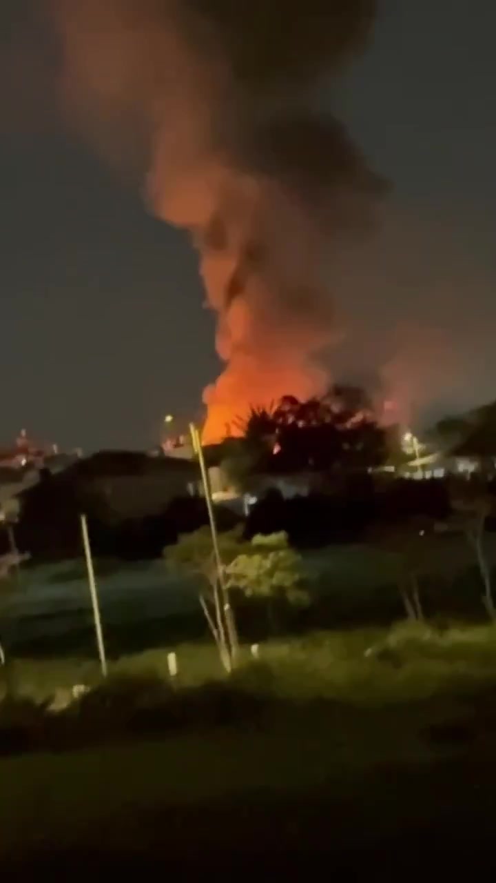 Fire in Tel Aviv area after Iranian ballistic missile strike