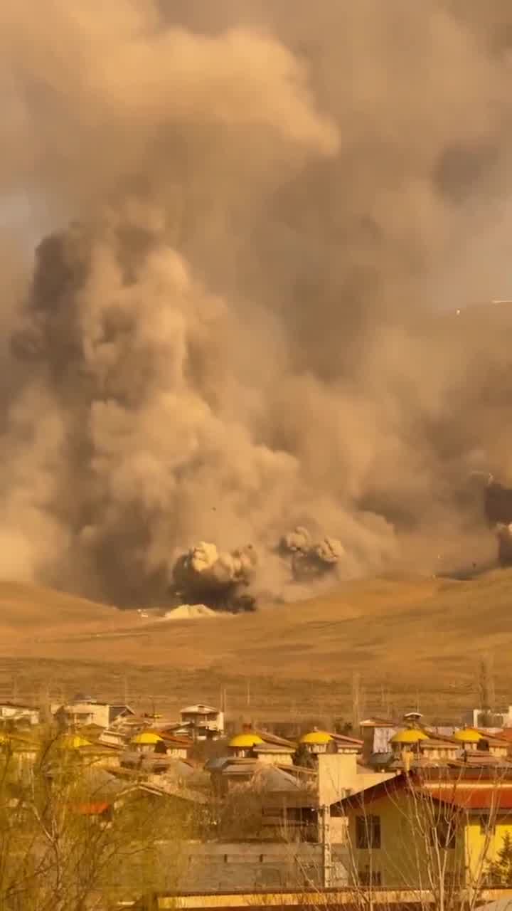 Multiple strikes target the Heydar Karrar base and missile site in Absard. A man says: I've only ever seen this in Call of Duty.