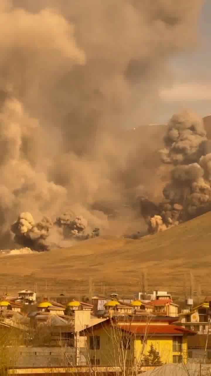 Multiple strikes target the Heydar Karrar base and missile site in Absard. A man says: I've only ever seen this in Call of Duty.