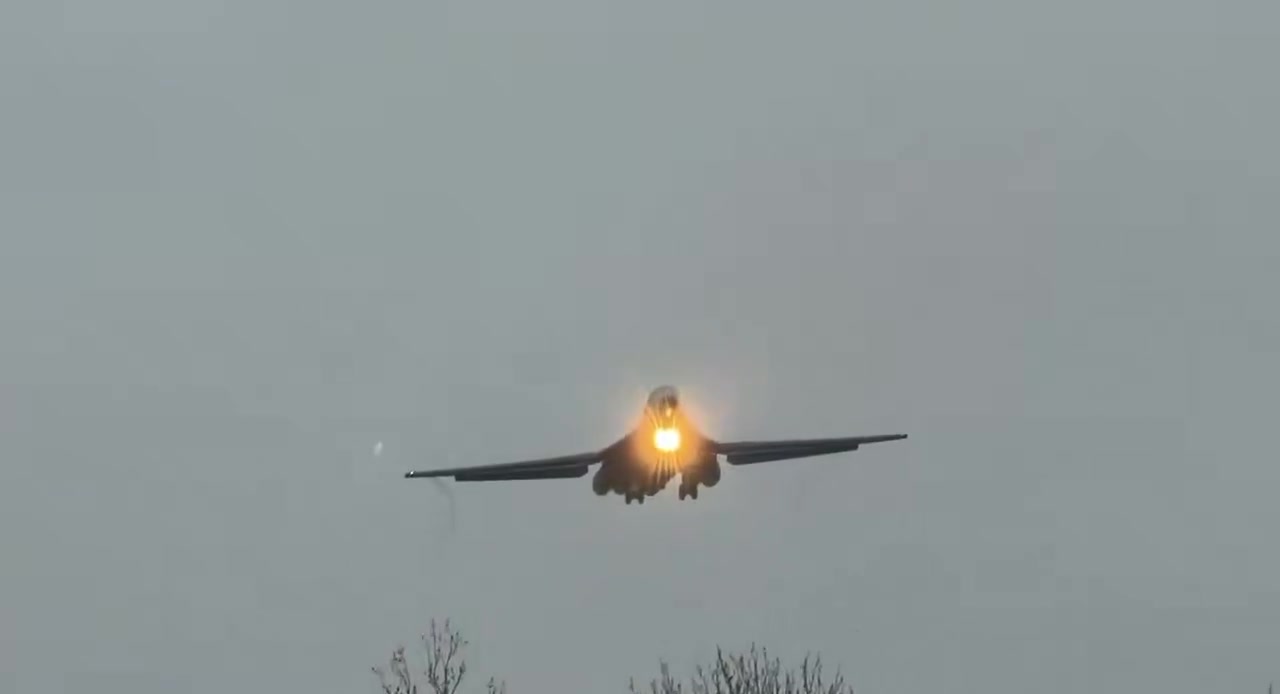 A U.S. Air Force B-1B “Lancer” Long-Range Heavy Bomber seen arriving at RAF Fairford in Gloucestershire, England earlier today, as preparations are now fully underway for the deployment of additional bombers to bases in Diego Garcia and the United Kingdom