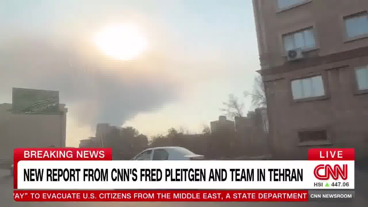 A CNN team of @fpleitgenCNN and @claudiaotto have arrived in Tehran, where heavy airstrikes struck just before dawn. The team heard jets and saw thick billowing smoke. His first report from the capital