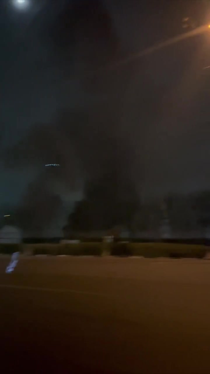 Smoke rising around Azadi Square a few minutes after it was hit