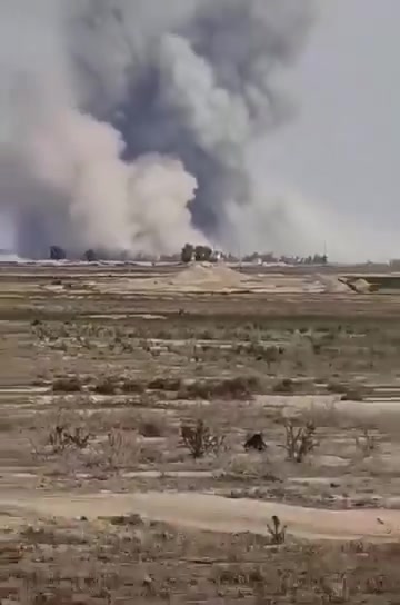 Purported aftermath of a U.S. or Israeli airstrike in Mehran, Iran, adjacent to the Iraqi border