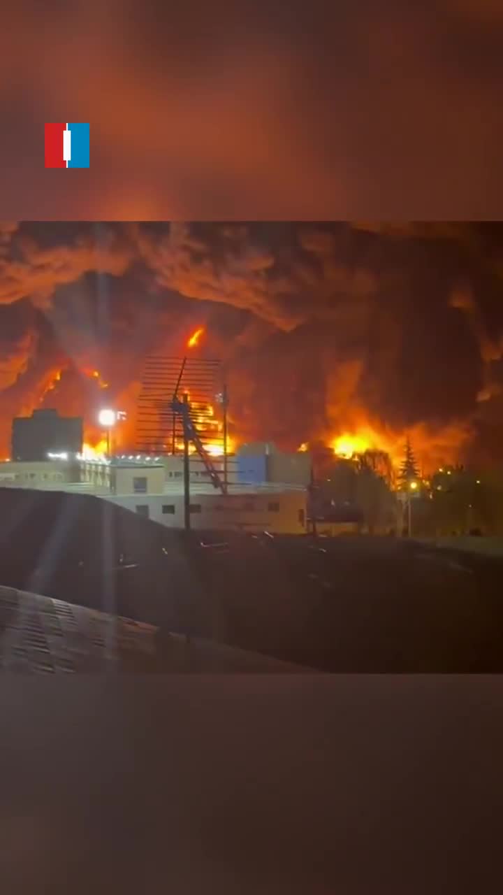 A massive fire is seen burning at Tehran’s Aghdasiyeh oil depot after airstrikes late on Saturday, footage sent to Iran International shows