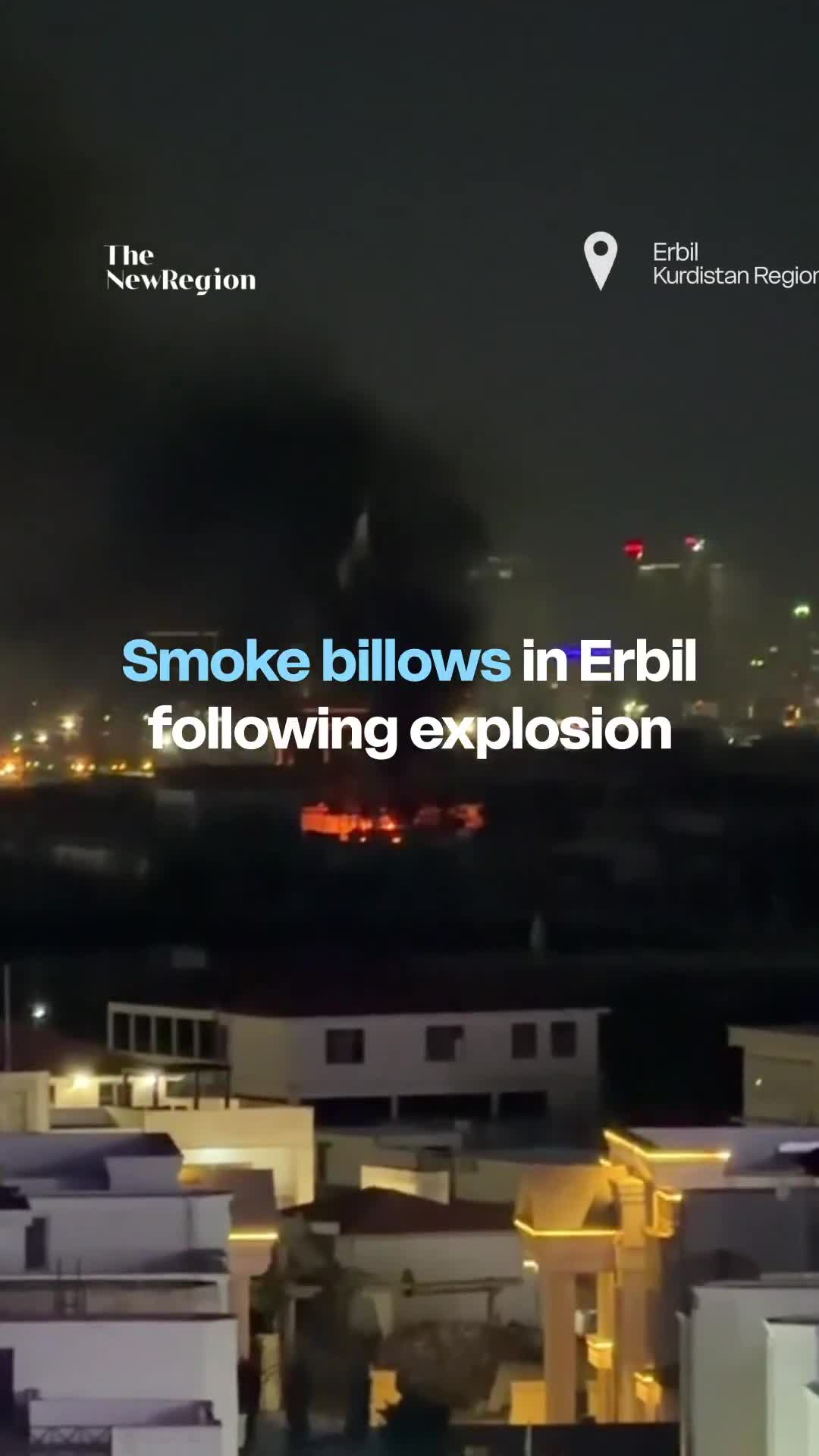 Footage shows smoke billowing in Erbil on Monday following an explosion, as the Kurdistan Region's capital continues to be targeted by Iran and pro-Iran Iraqi militias