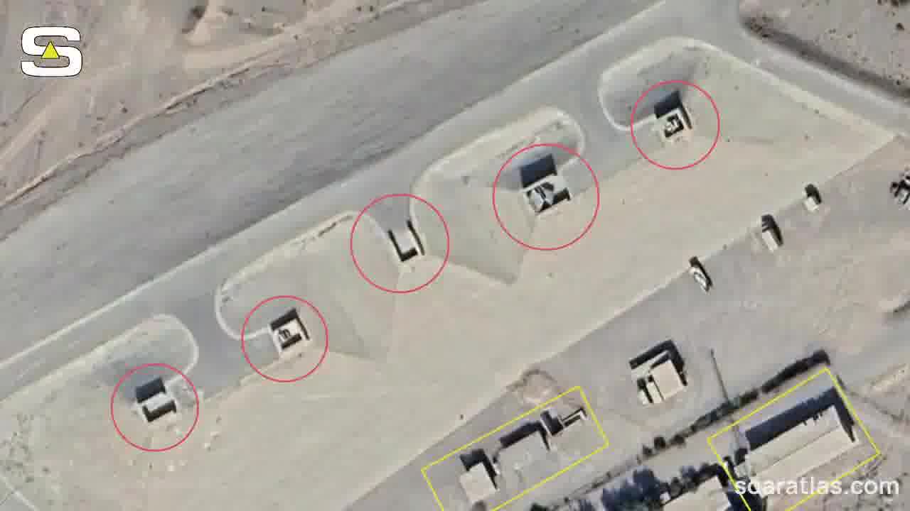 The effects of the airstrikes on an air defense site in Ghaniabad, Iran