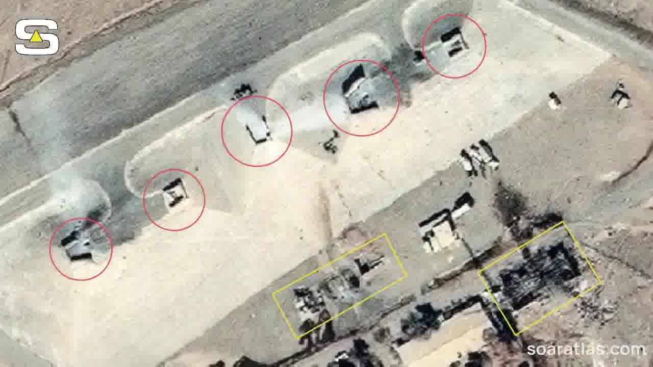 The effects of the airstrikes on an air defense site in Ghaniabad, Iran