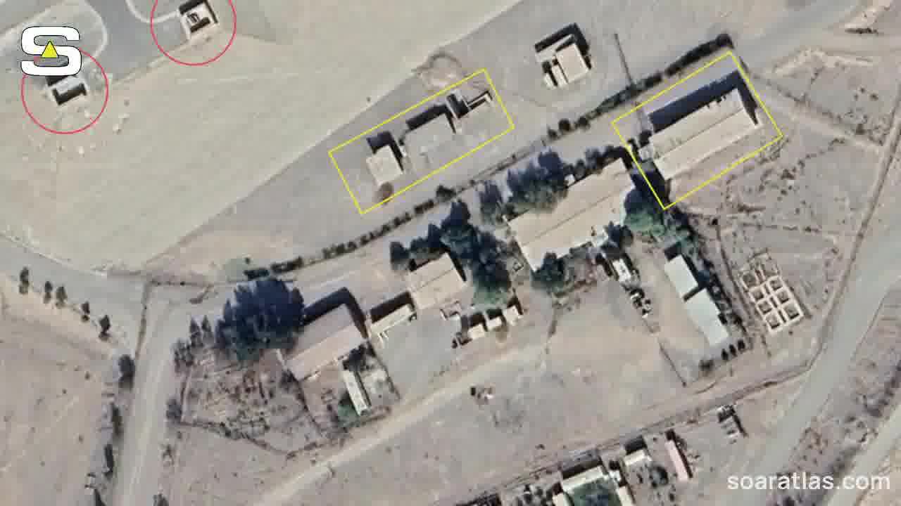 The effects of the airstrikes on an air defense site in Ghaniabad, Iran