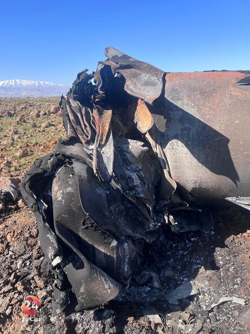 Iranian missile fell near the village of Ma'as in the western Damascus countryside, after being intercepted this morning by Israeli air defenses