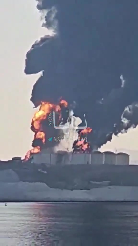 Oil storage facilities at Oman’s Salalah port were struck. Oman TV reported that drones hit fuel tanks at the port