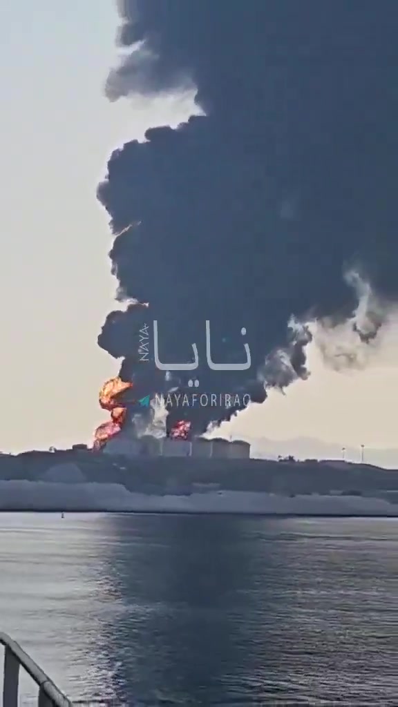 Oil storage facilities at Oman’s Salalah port were struck. Oman TV reported that drones hit fuel tanks at the port