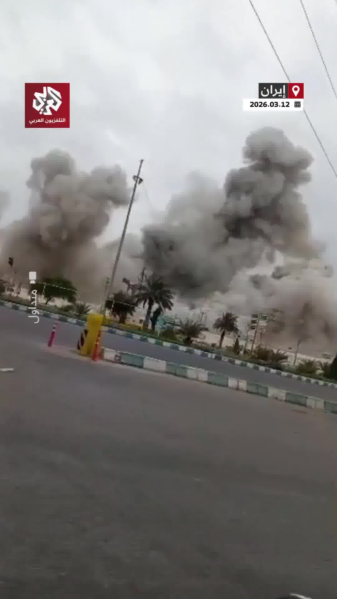 Moments of intense airstrikes targeting sites in the city of Ahvaz in Khuzestan province, southwestern Iran