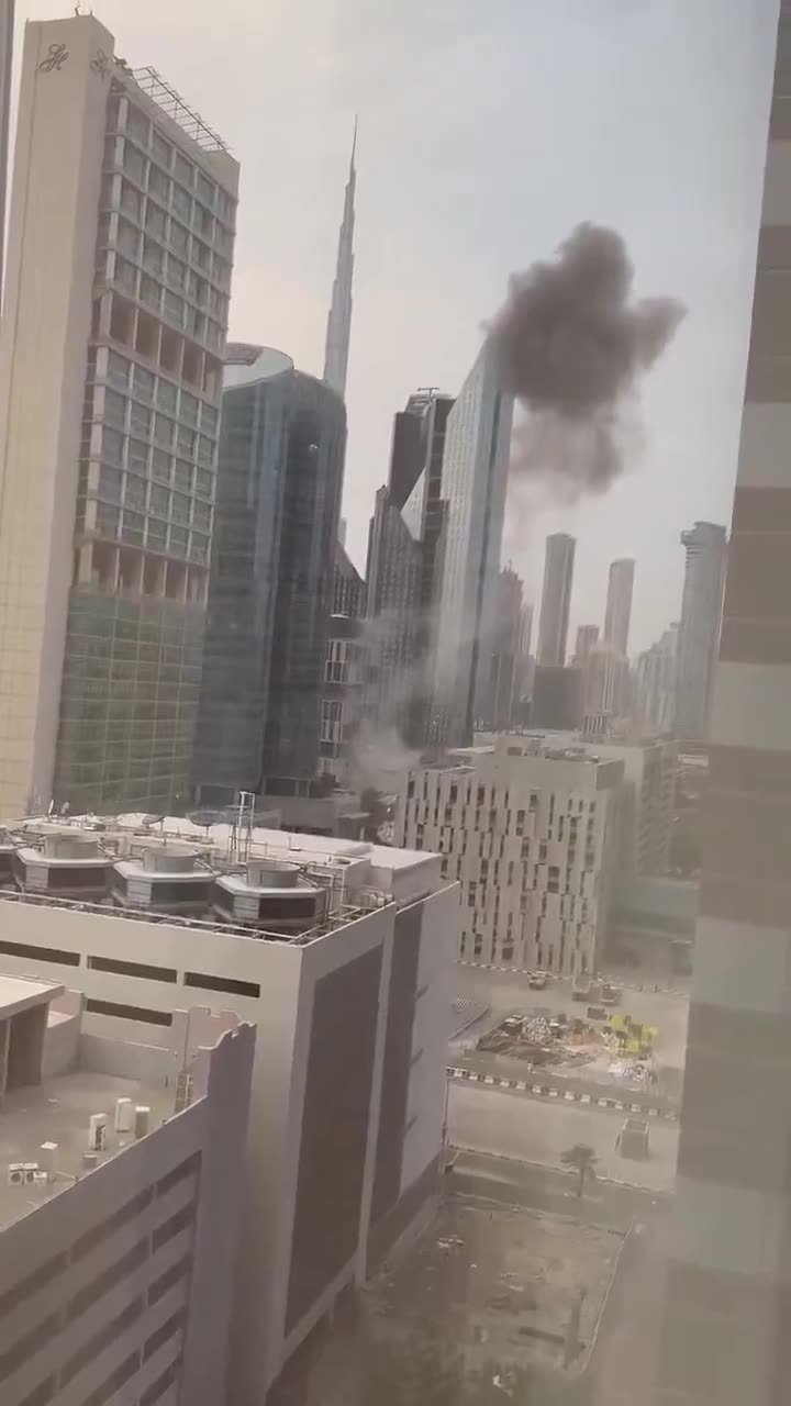 Smoke rose over the Sheikh Zayed commercial district in Dubai following an attack by an Iranian drone.