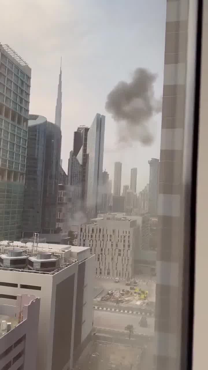 Smoke rose over the Sheikh Zayed commercial district in Dubai following an attack by an Iranian drone.