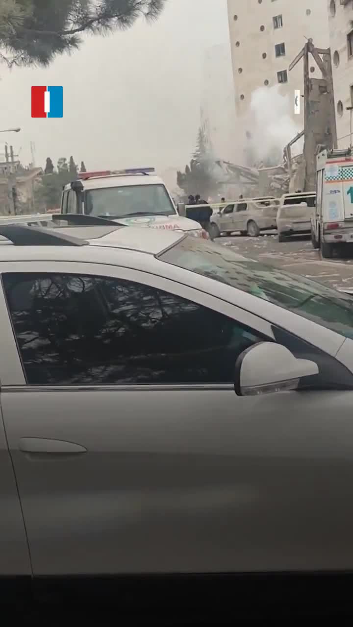 An airstrike on Monday hit an office building in Tehran’s western Shahrak-e Gharb district, videos published on social media showed, destroying the site and a ground floor bank branch
