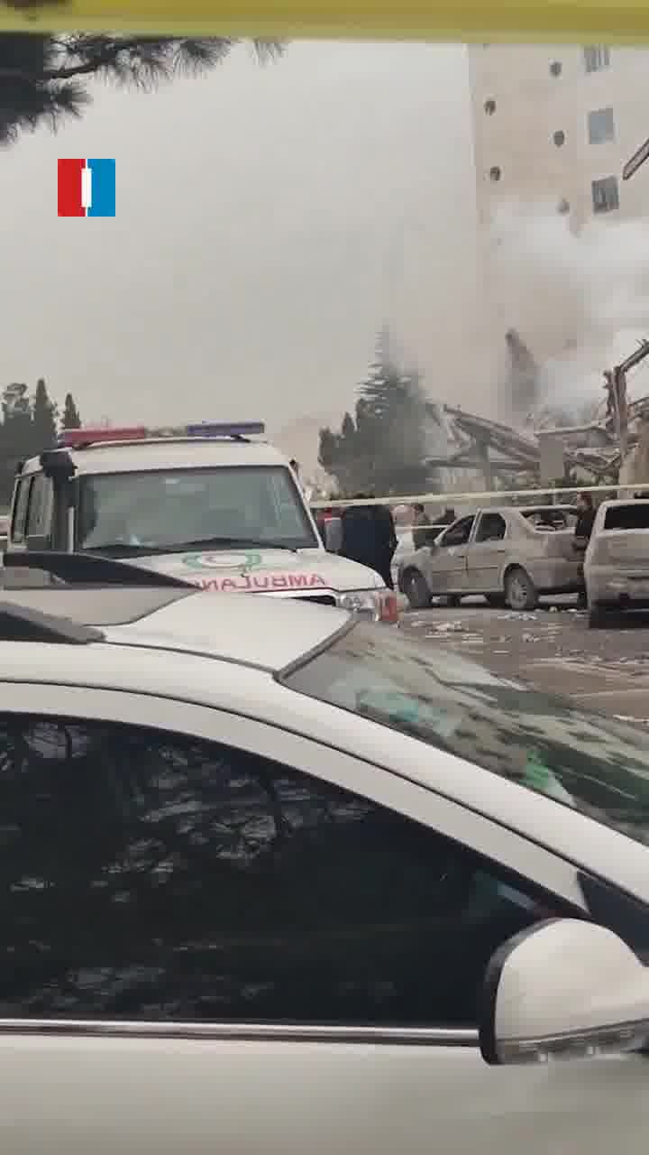 An airstrike on Monday hit an office building in Tehran’s western Shahrak-e Gharb district, videos published on social media showed, destroying the site and a ground floor bank branch