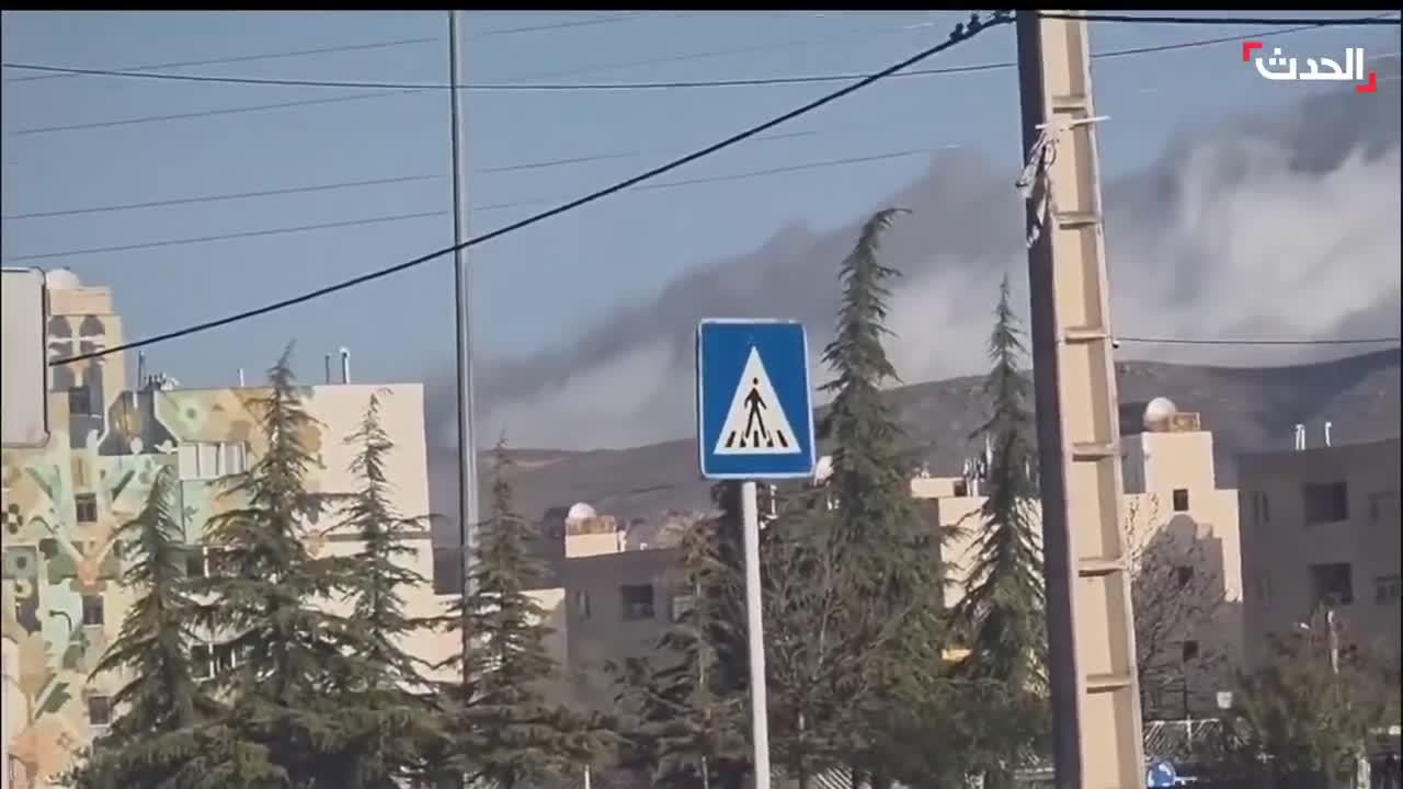 Footage of airstrikes targeting several locations in the Iranian city of Shiraz
