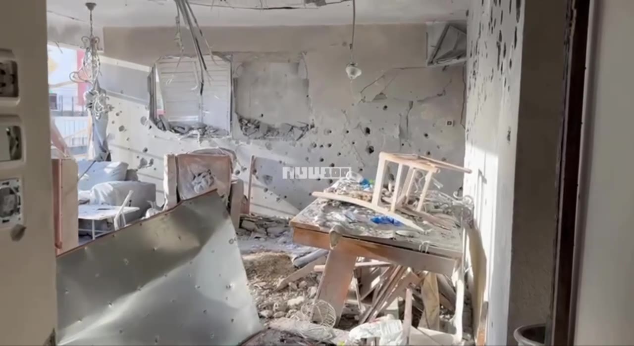 The apartment in Ramat Gan where the couple was found lifeless as a result of the fatal missile strike last night