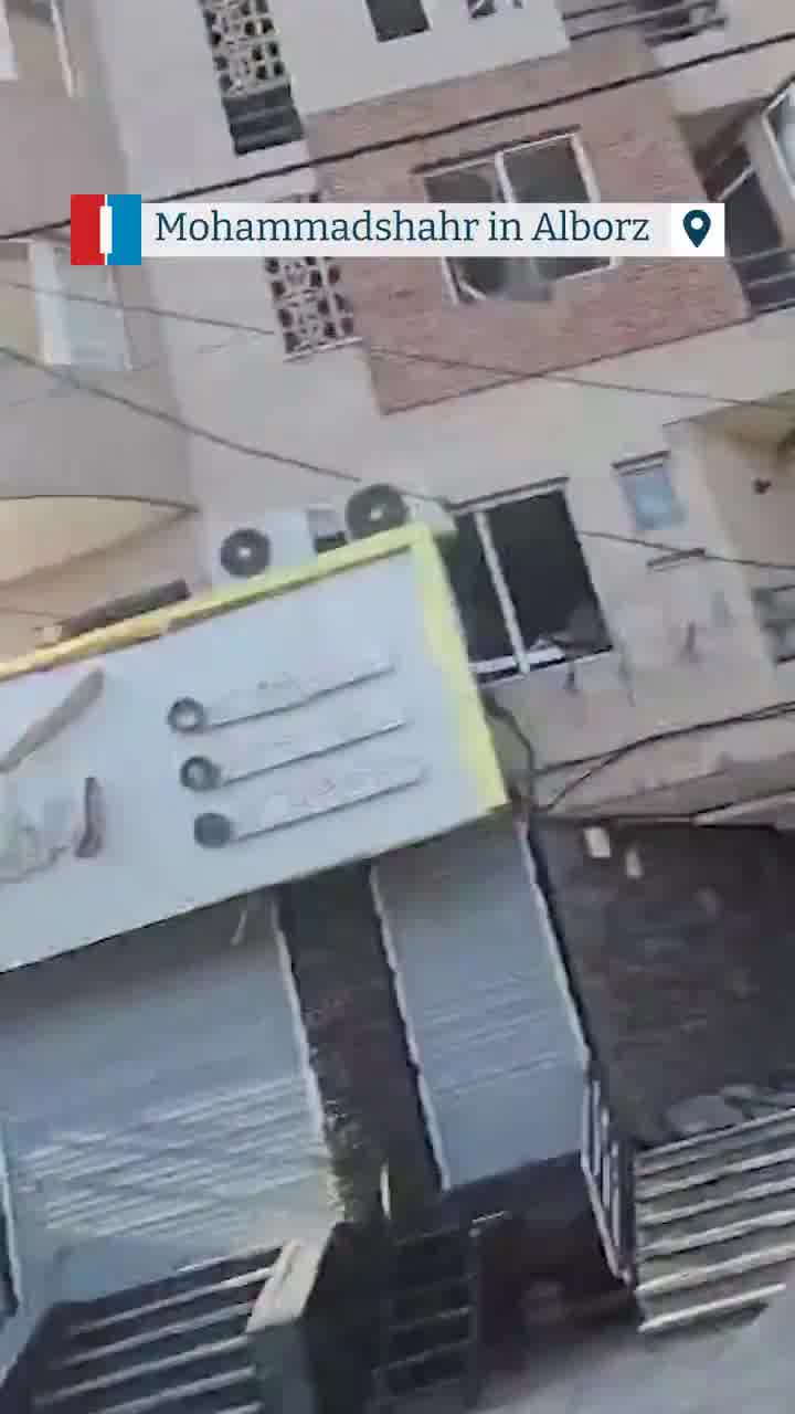 Destroyed buildings were seen in Mohammadshahr in Alborz province after Israeli airstrikes, a video sent to Iran International shows