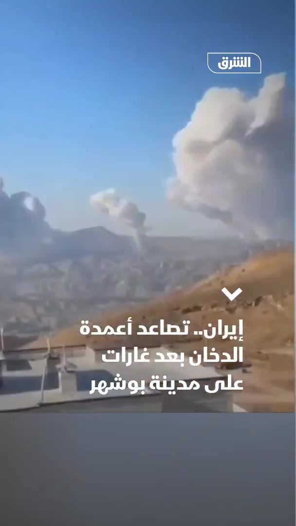 Images circulating online show plumes of smoke rising from the Iranian city of Bushehr after it was hit by airstrikes.