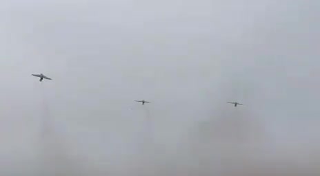Footage from the Iranian Revolutionary Guard shows drones being launched toward Israel and US bases in the Gulf today.