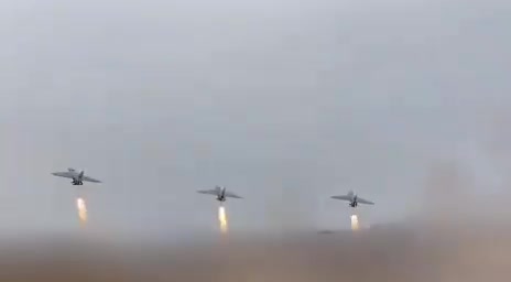 Footage from the Iranian Revolutionary Guard shows drones being launched toward Israel and US bases in the Gulf today.