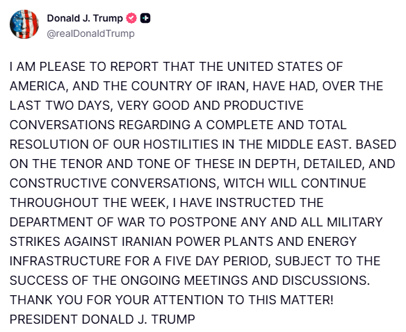 Iranian Foreign Ministry: Statements by the U.S. president are part of efforts to lower energy prices and buy time to implement his military plans.