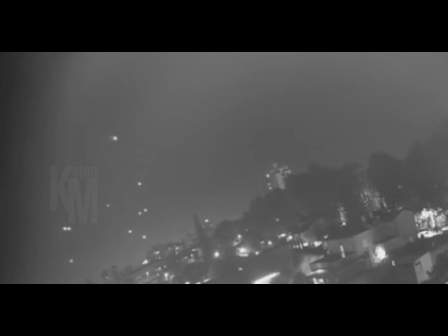 Footage of multiple interceptors over Tel Aviv as Iran launches new Ballistic missiles. Multiple explosions heard
