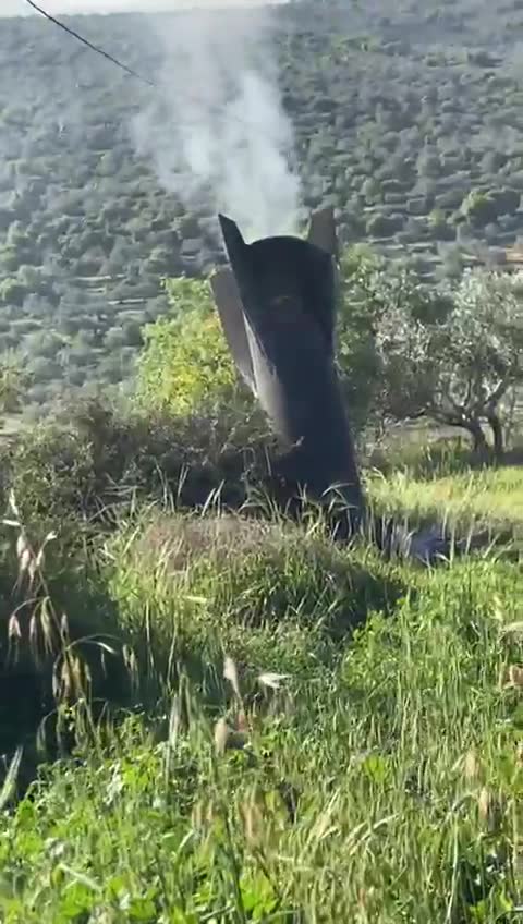 伊朗导弹袭击产生的碎片落在约旦河西岸巴勒斯坦城镇哈里斯附近的田野里。