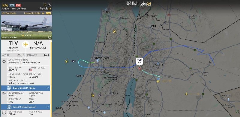 An American refueling plane that took off from Ben Gurion Airport made a U-turn in the skies of Jordan, issued an emergency distress call, and returned to land in Israel.