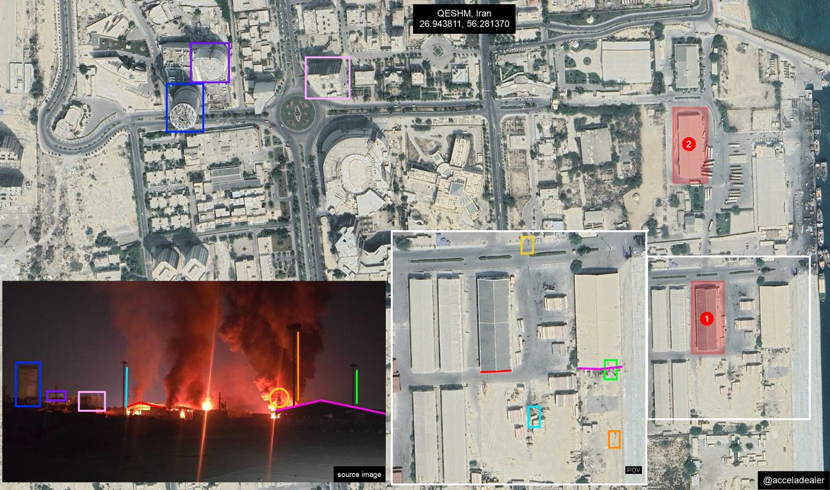 Further footage shows warehouses ablaze in Qeshm city on the island of QESHM 
