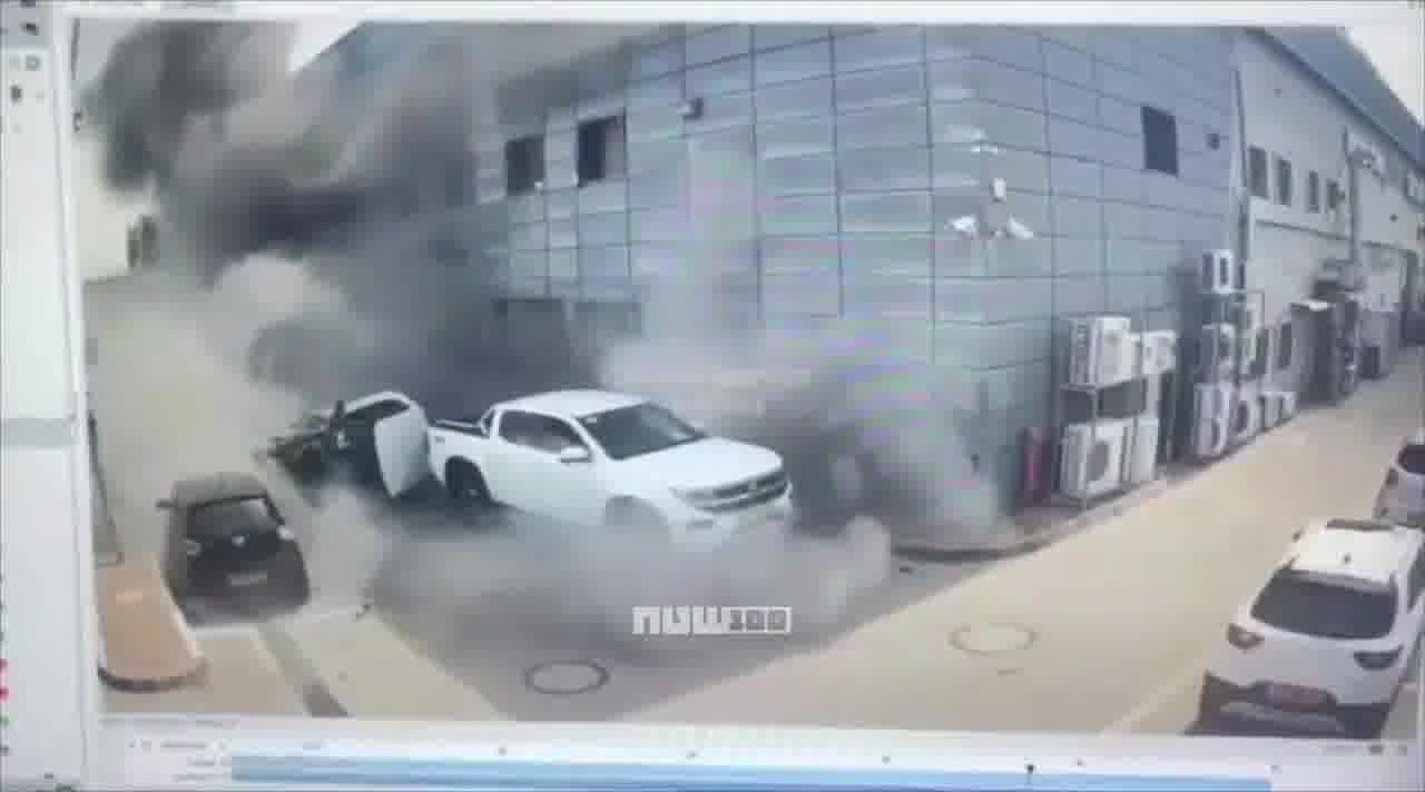 Video shows the moment when cluster submunitions from an Iranian missile struck a commercial area in Petah Tikva, Israel