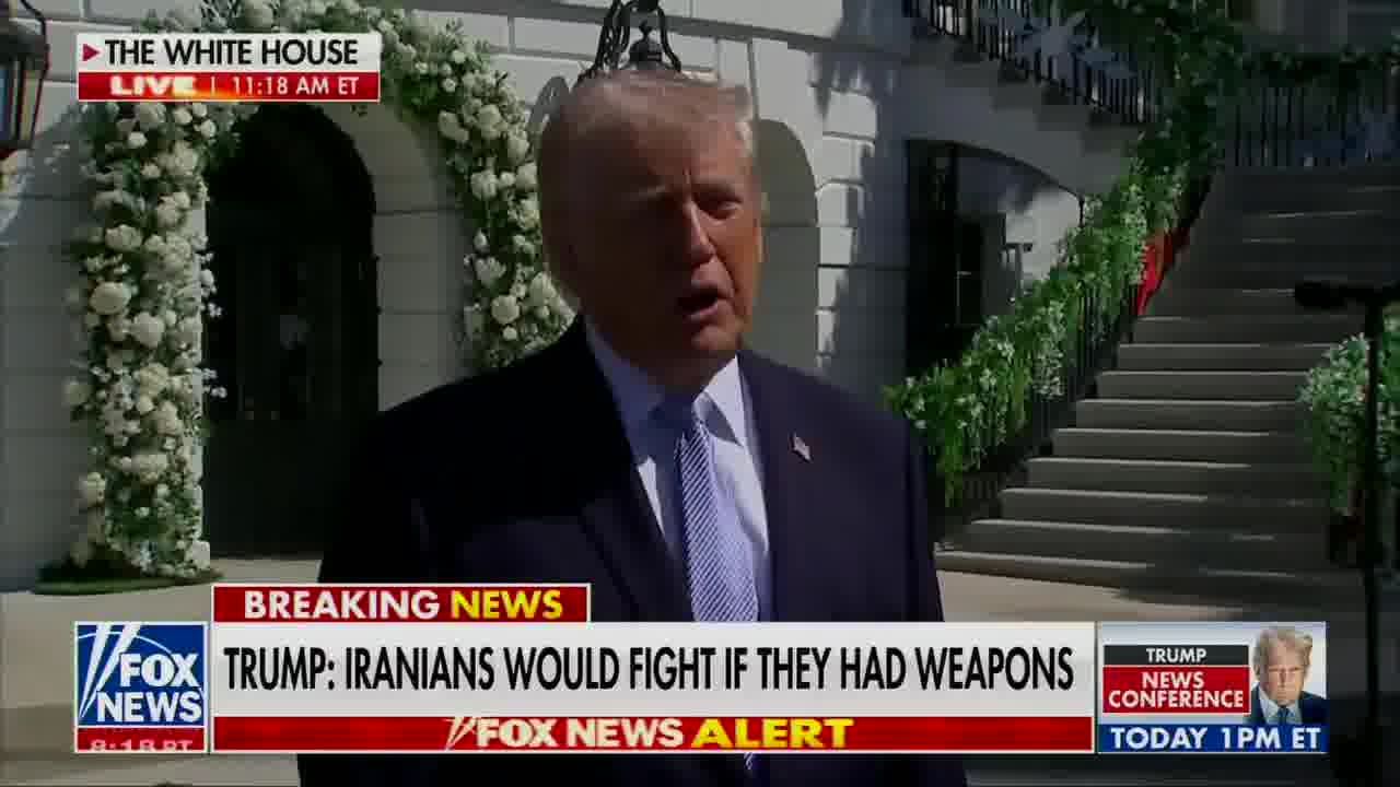 Question: You said Iran has been obliterated. Why are we still there then? TRUMP: They can't fight back. They have some missiles left. Essentially they have no capability. They had a lucky shot with the airplane