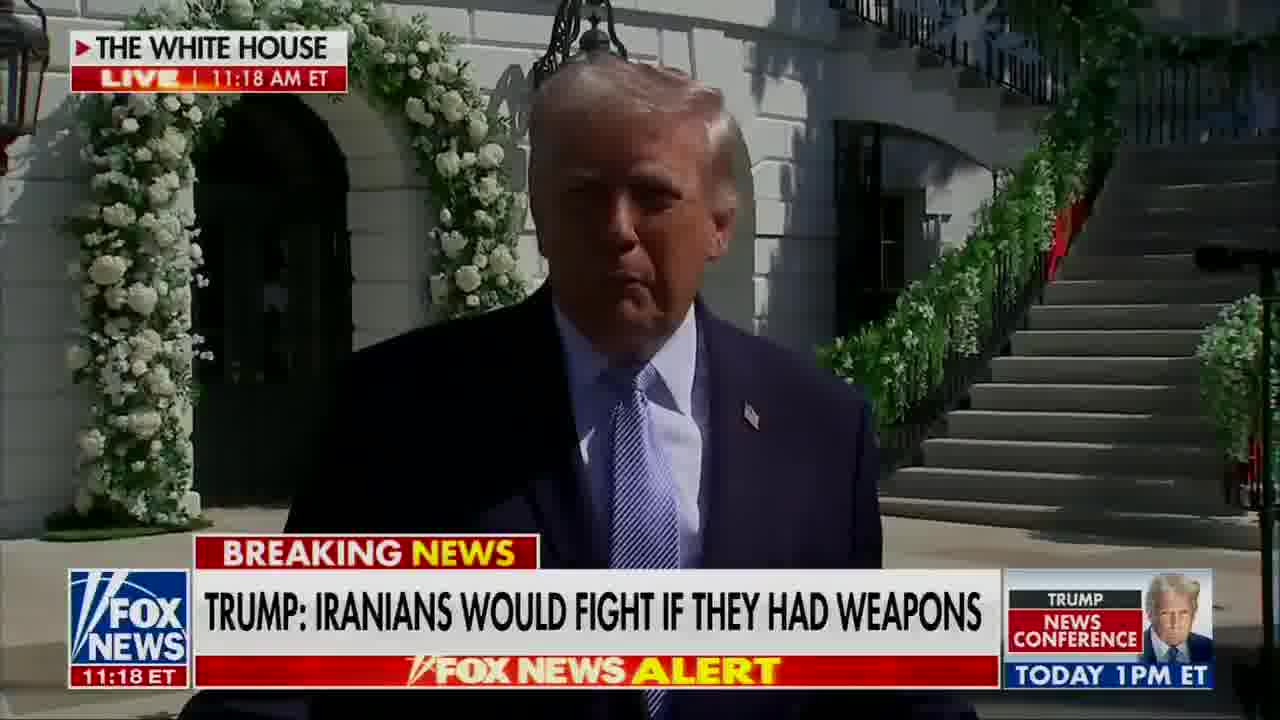 Question: You said Iran has been obliterated. Why are we still there then? TRUMP: They can't fight back. They have some missiles left. Essentially they have no capability. They had a lucky shot with the airplane