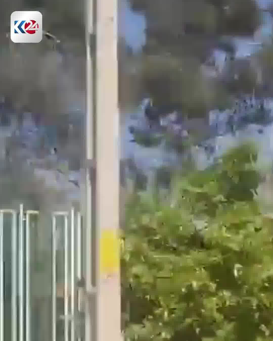 Footage shows a series of massive explosions in Shiraz following Israeli airstrikes, with thick black and white smoke rising into the sky over the city