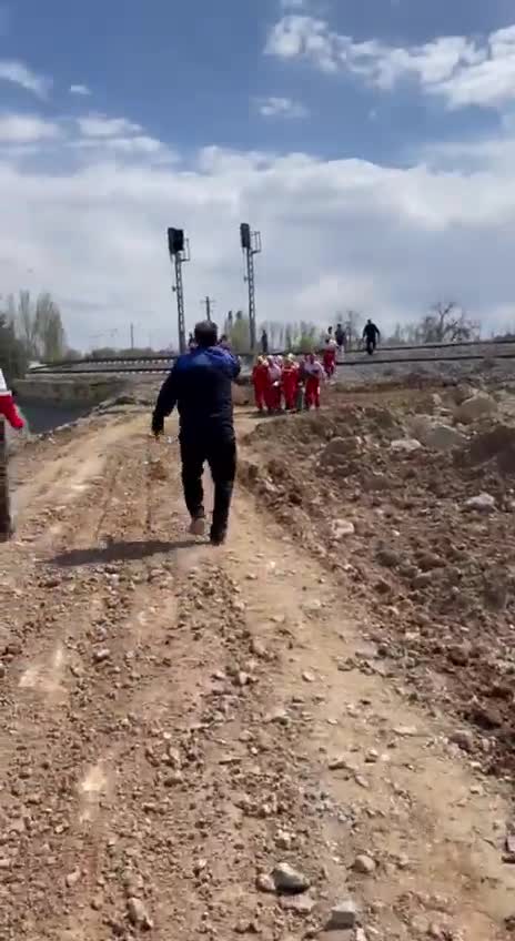Aftermath of likely Israeli airstrike on a railway line in Karaj, Iran