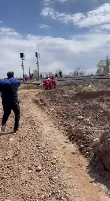 Aftermath of likely Israeli airstrike on a railway line in Karaj, Iran