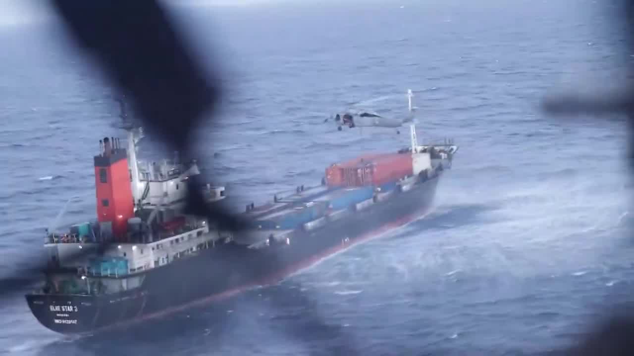 U.S. Central Command (CENTCOM) has published video showing U.S. Marines with the 31st Marine Expeditionary Unit (MEU) boarding the M/V Blue Star 3, which was suspected of attempting to violate the U.S. naval blockade of Iran. Following the boarding, U.S. forces determined the ship's itinerary would not include an Iranian port call and released the ship