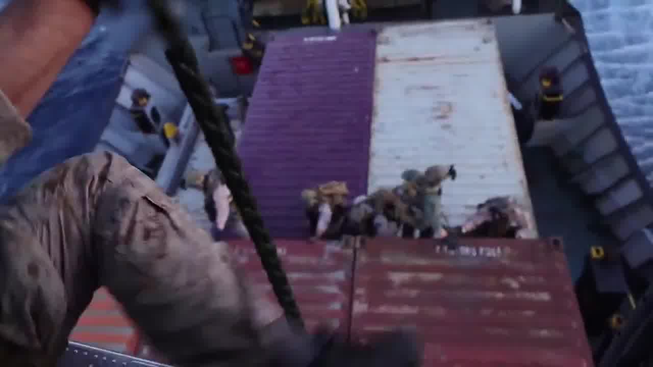 U.S. Central Command (CENTCOM) has published video showing U.S. Marines with the 31st Marine Expeditionary Unit (MEU) boarding the M/V Blue Star 3, which was suspected of attempting to violate the U.S. naval blockade of Iran. Following the boarding, U.S. forces determined the ship's itinerary would not include an Iranian port call and released the ship