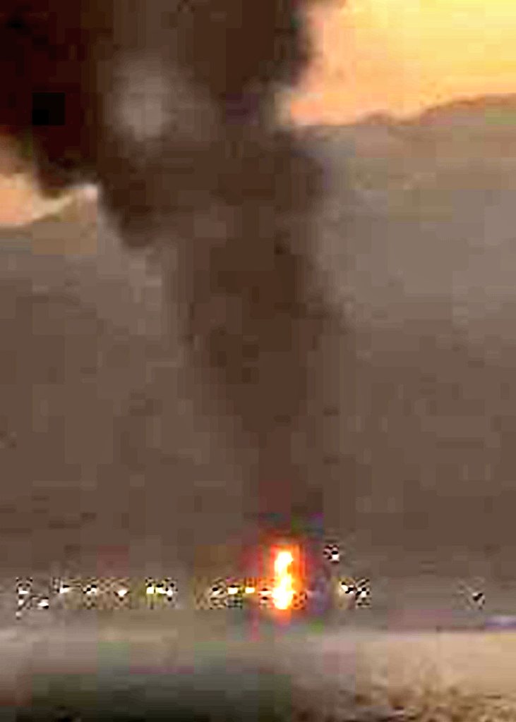 A picture circulating online is said to show a fire raging at the Fujairah Oil Industrial Zone following an alleged Iranian drone attack