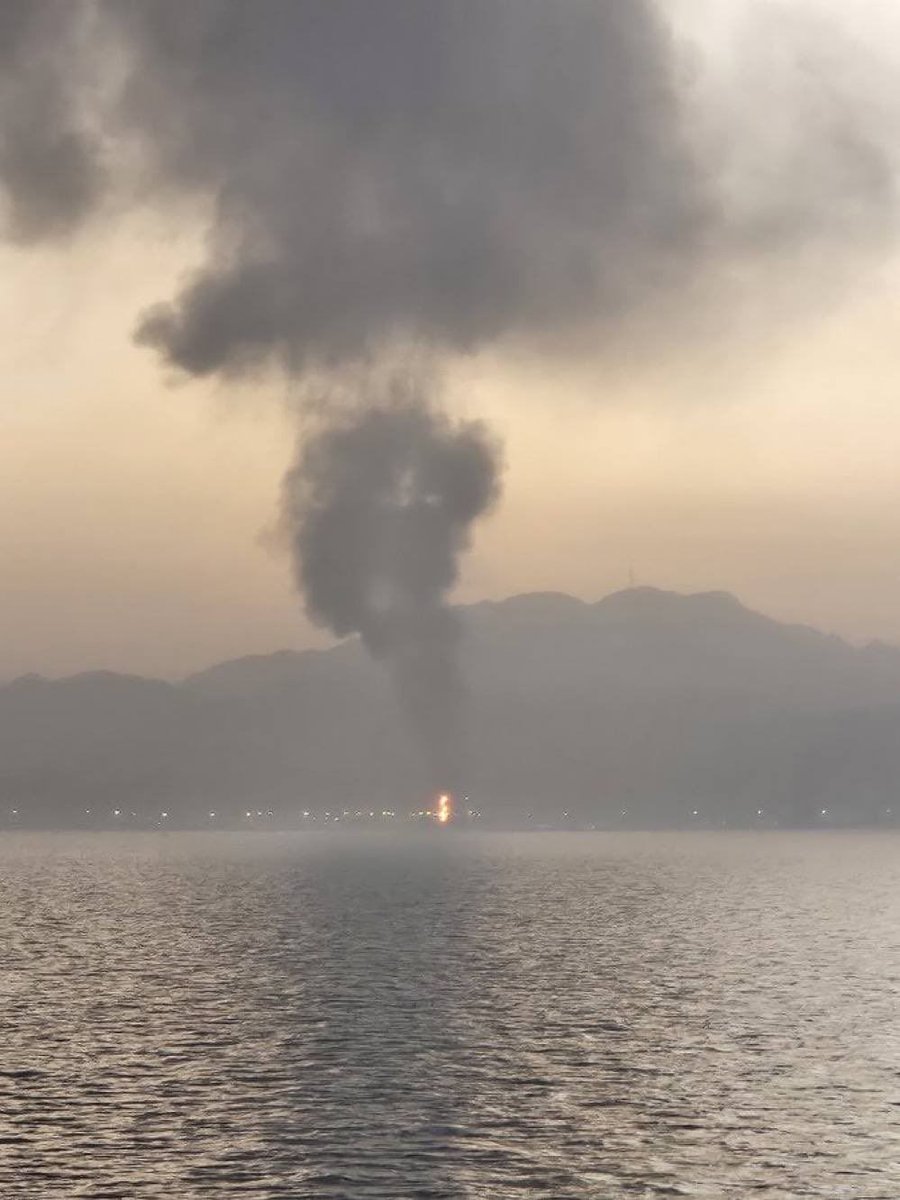 A picture circulating online is said to show a fire raging at the Fujairah Oil Industrial Zone following an alleged Iranian drone attack
