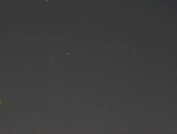 Air defense activity seen over Bahrain’s capital of Manama during tonight’s retaliatory ballistic missile attack by Iran