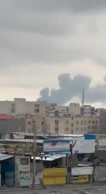 Footage of smoke rising in the city of Malard, Iran, following Israeli airstrikes in the area